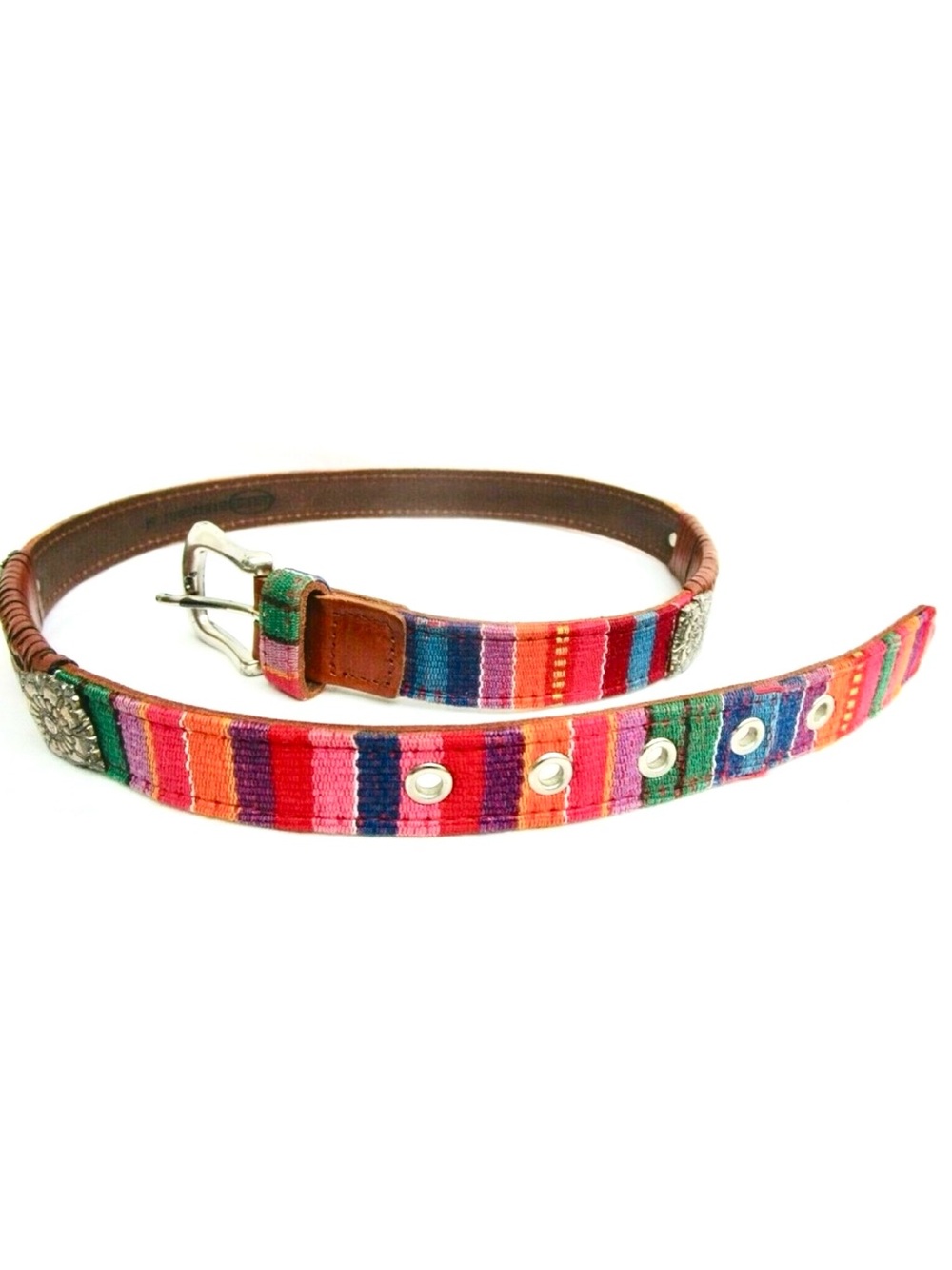 Fossil leather with Multicolor Stripe Belt